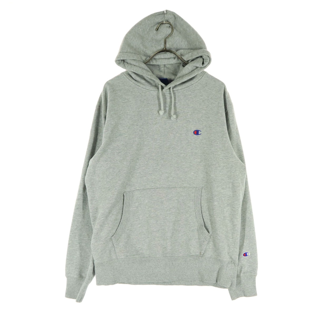 Champion チャンピオン ワンポイントロゴ 長袖 スウェットパーカー L グレー