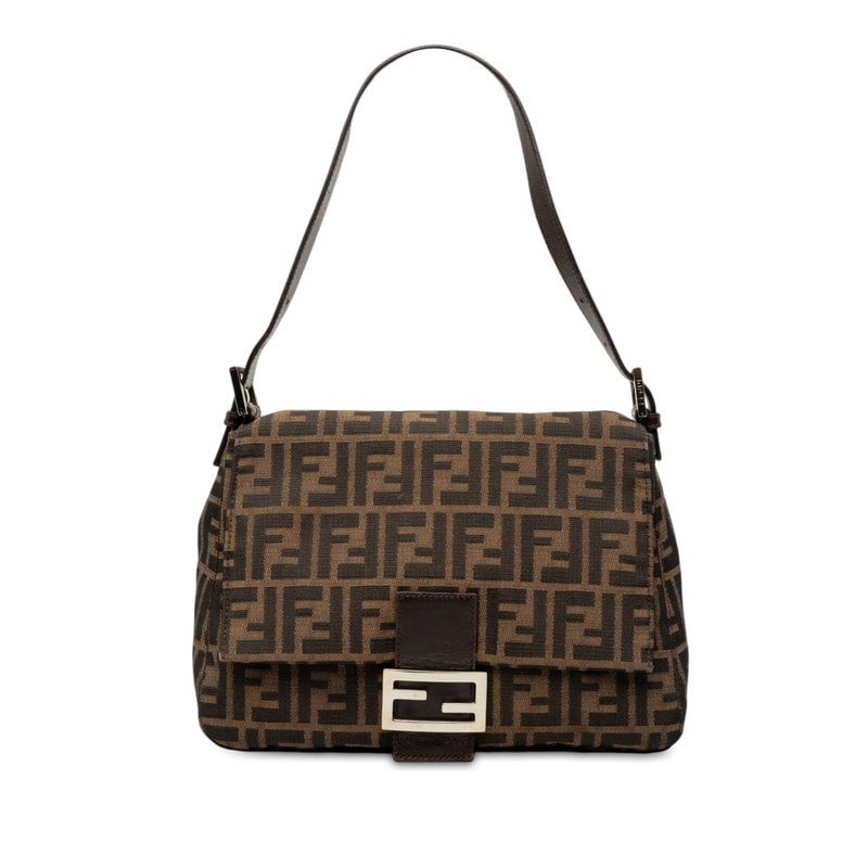フェンディ ズッカ ワンショルダーバッグ 26325 ブラウン キャンバス レザー レディース FENDI 中古