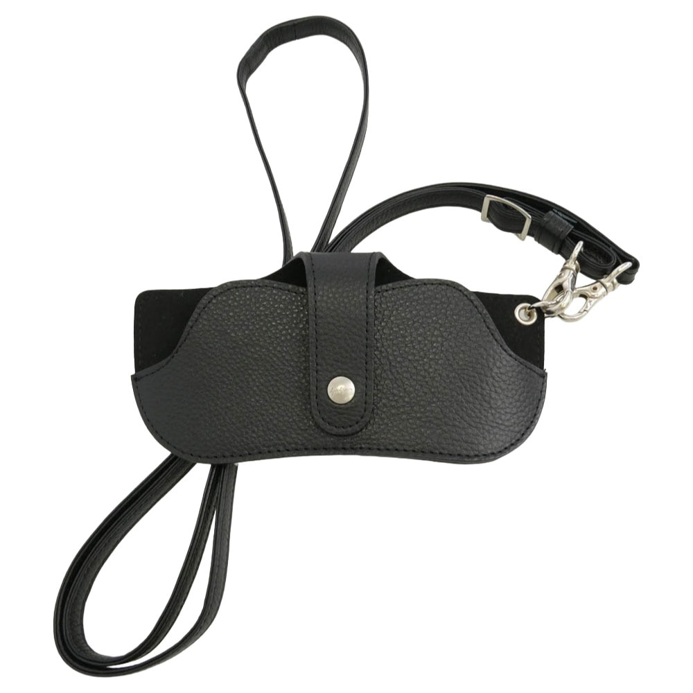 Yohji Yamamoto ヨウジヤマモト collection コレクションライン Leather Eyeglass Holder レザー 眼鏡ケース ネックストラップ ブラック系【中古】