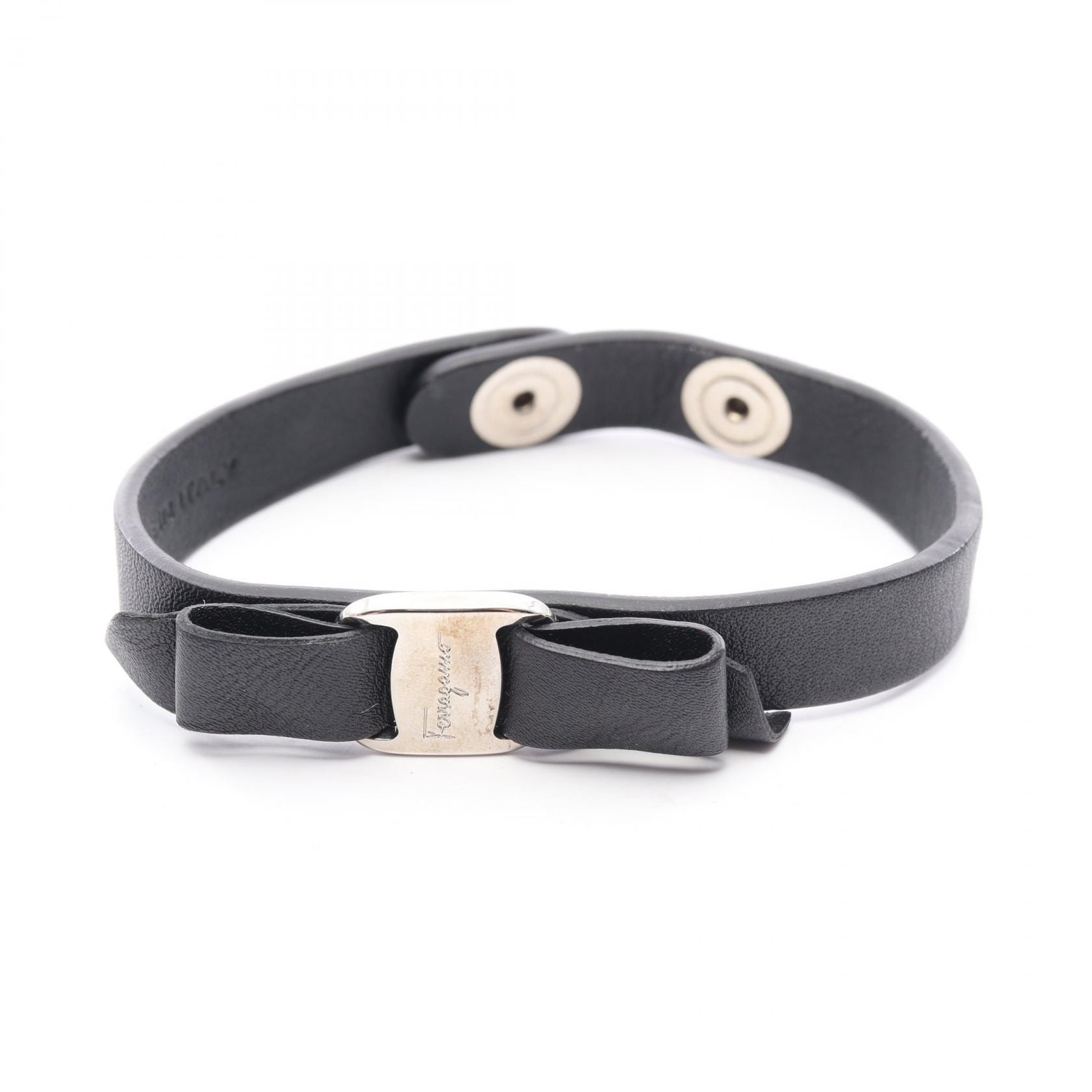 サルヴァトーレフェラガモ Salvatore Ferragamo ヴァラリボン ブレスレット アクセサリー レザー レディース ブラック系 【中古】