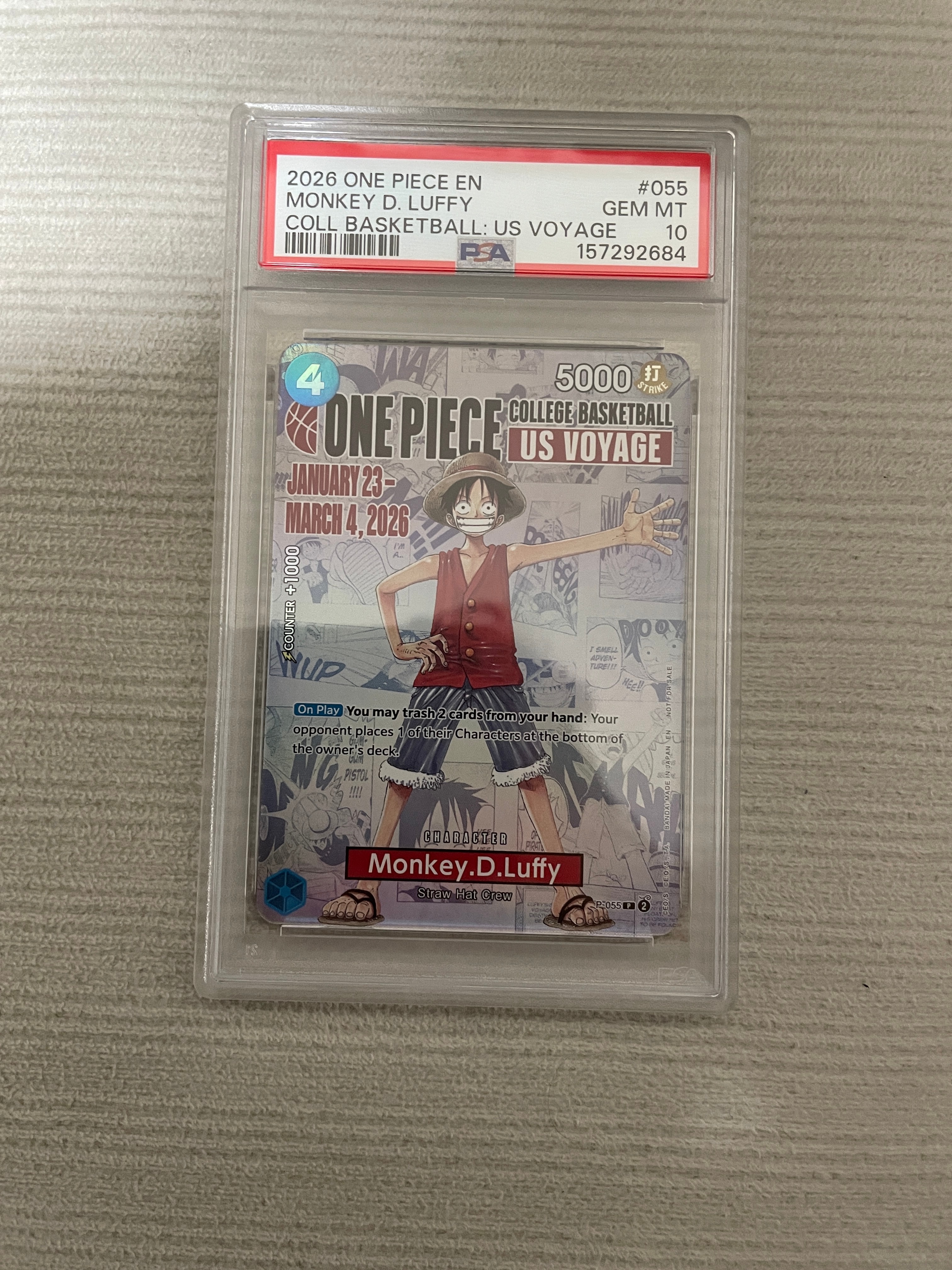 モンキー・D・ルフィ:P (開封済) [P-055]【英語版】(プロモーションカード「ワンピース カレッジ バスケットボール:USボヤージュ」)