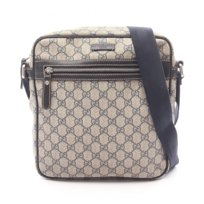 グッチ GUCCI GGスプリーム ショルダーバッグ バッグ PVCコーティングキャンバス レザー レディース ベージュ系 / ネイビー系 201448 【中古】