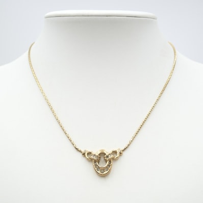 Christian Dior(クリスチャン・ディオール) ラインストーン ネックレス ゴールドカラー CDチャーム レディース 44cm アクセサリー 【中古】