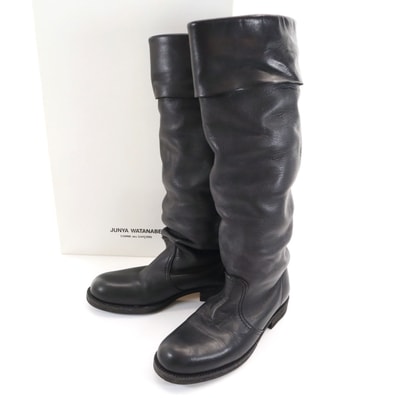 JUNYA WATANABE COMME des GARCONS ジュンヤワタナベ コムデギャルソン レザー ロング ブーツ S ブラック 箱付き