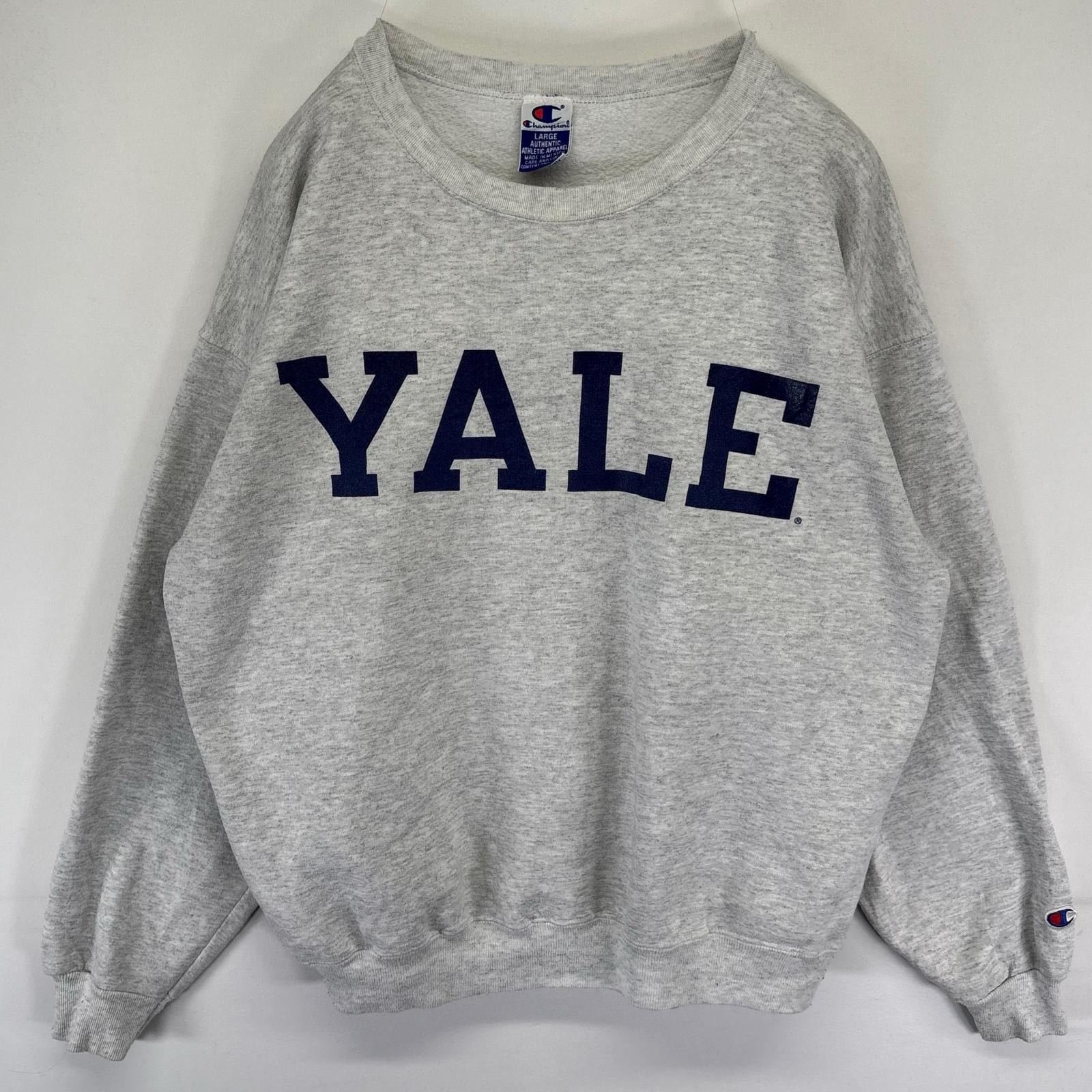 古着 90's/90年代 チャンピオン Champion スウェット クルーネック YALEロゴ トレーナー プルオーバー L  グレー系 メンズ