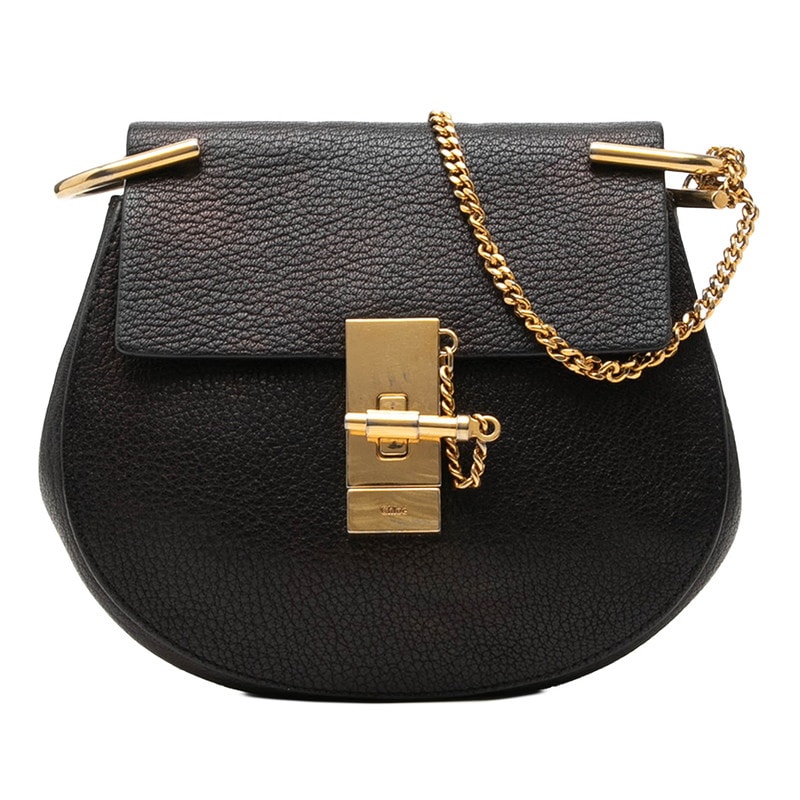 クロエ ドリュー 斜めかけ チェーン ショルダーバッグ ブラック レザー レディース Chloe 【中古】