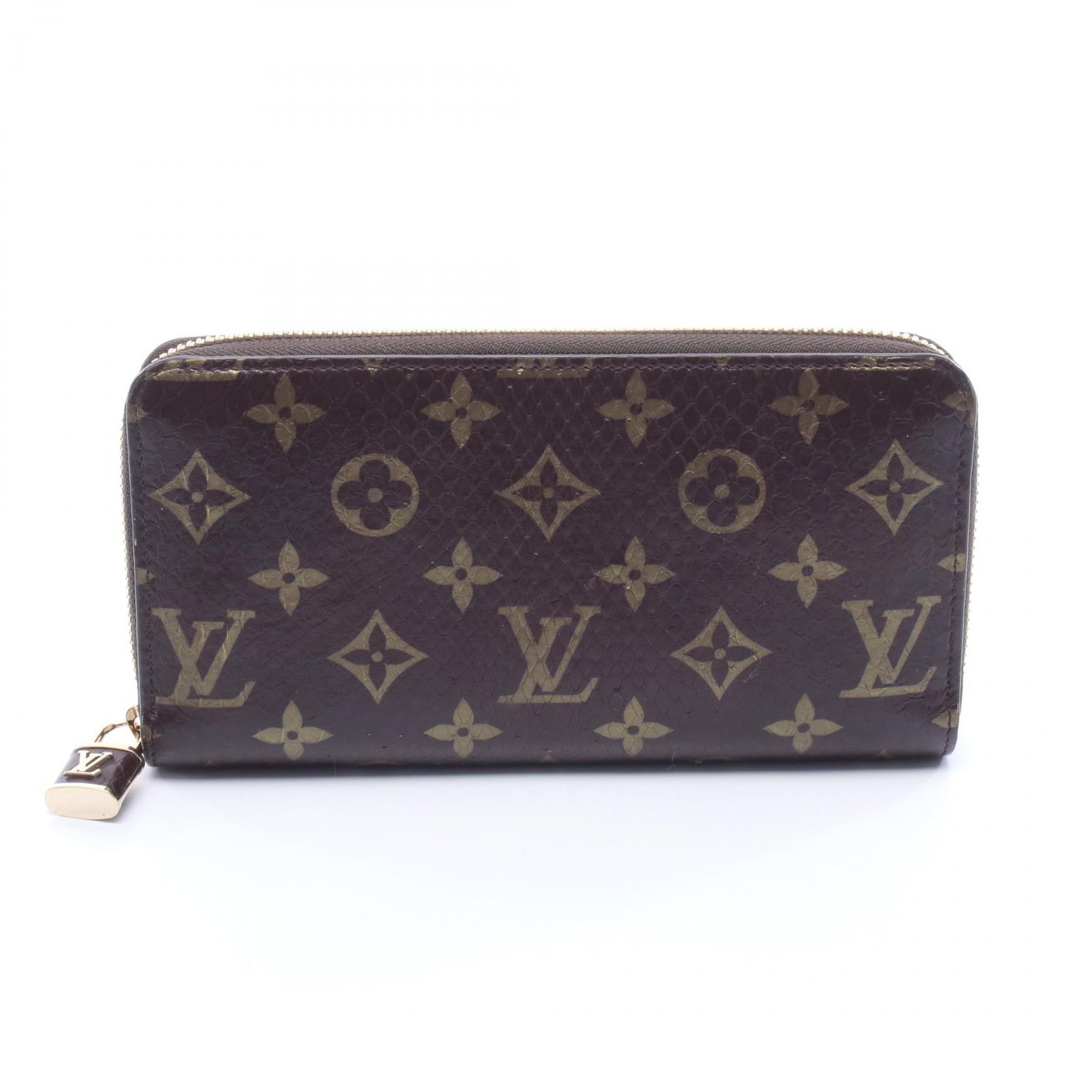 Louis Vuitton Zippy Wallet Padlock Monogram Python Leather "Brown"
