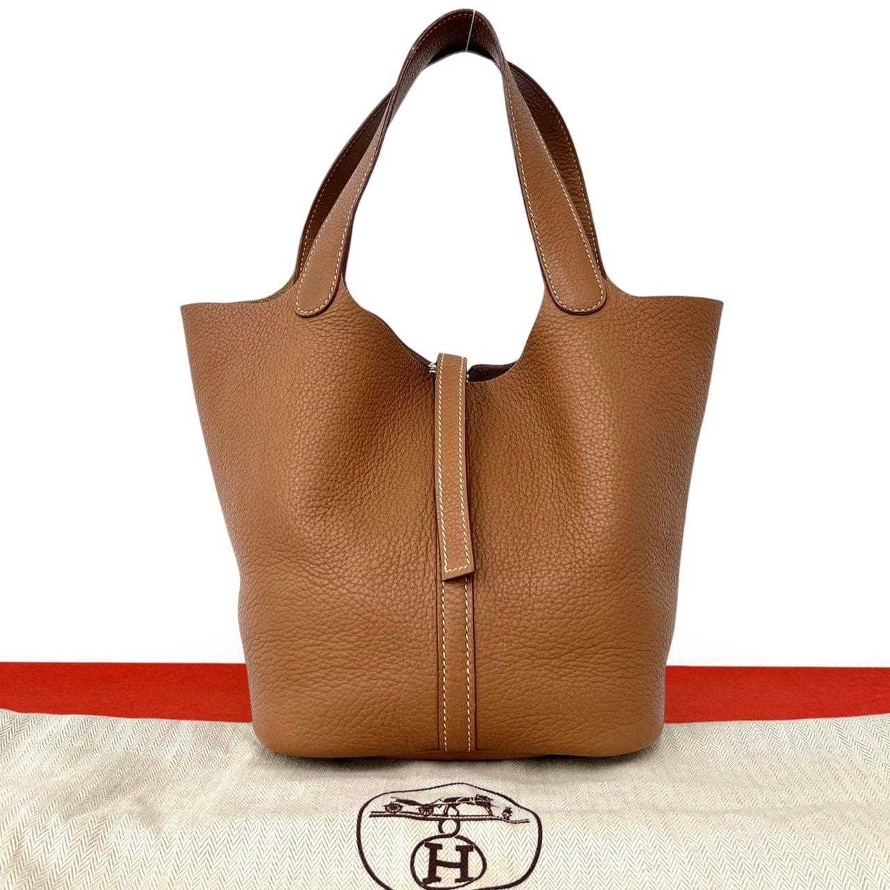 HERMES エルメス ピコタン MM トリヨンクレマンス ハンドバッグ ゴールド ブラウン
 638-8