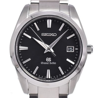 セイコー SEIKO 9F62-0AB0 グランドセイコー デイト ブラック クォーツ メンズ 良品 箱付き 腕時計 Q#149310
