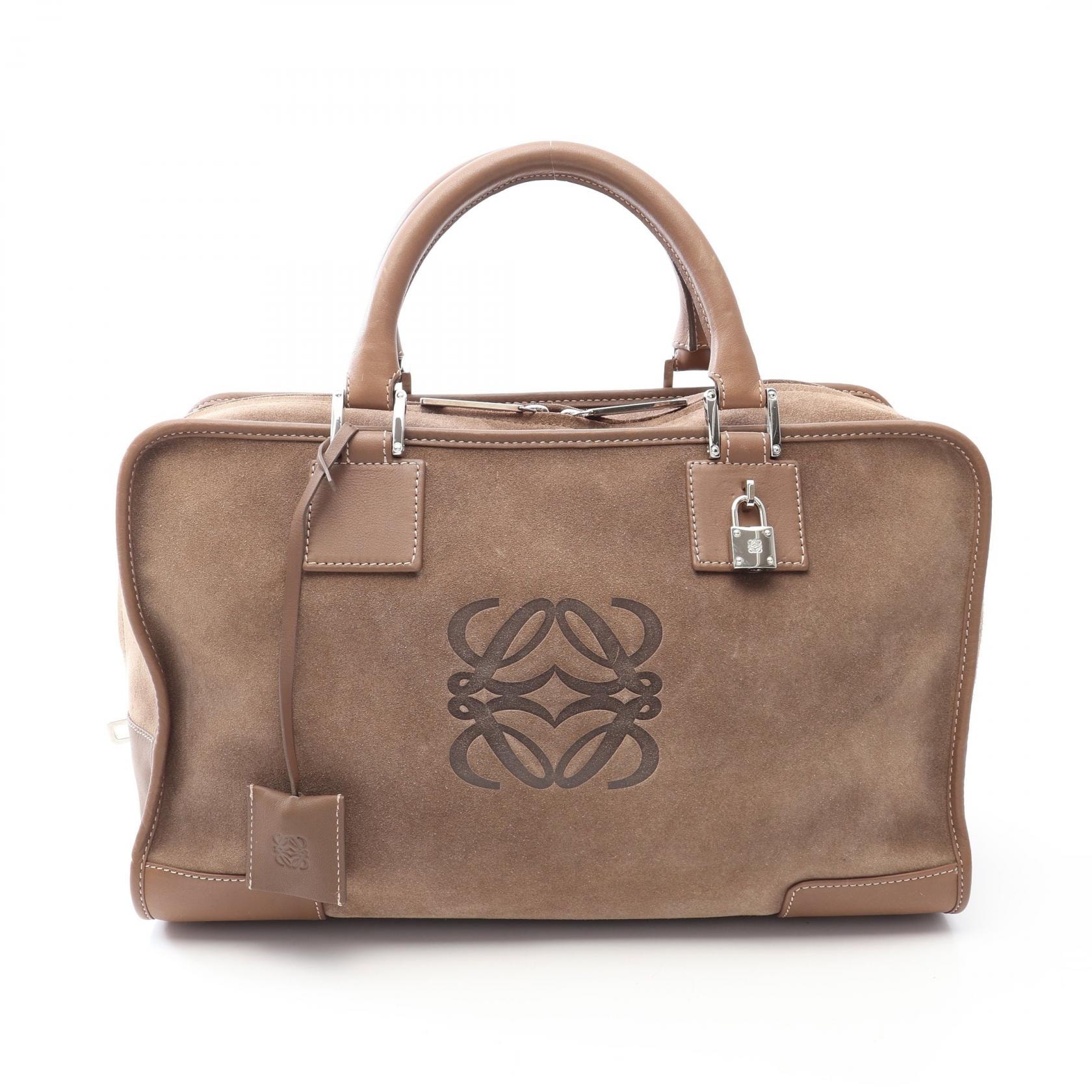 ロエベ LOEWE アマソナ36 ハンドバッグ バッグ スウェード レザー レディース ブラウン系 【中古】