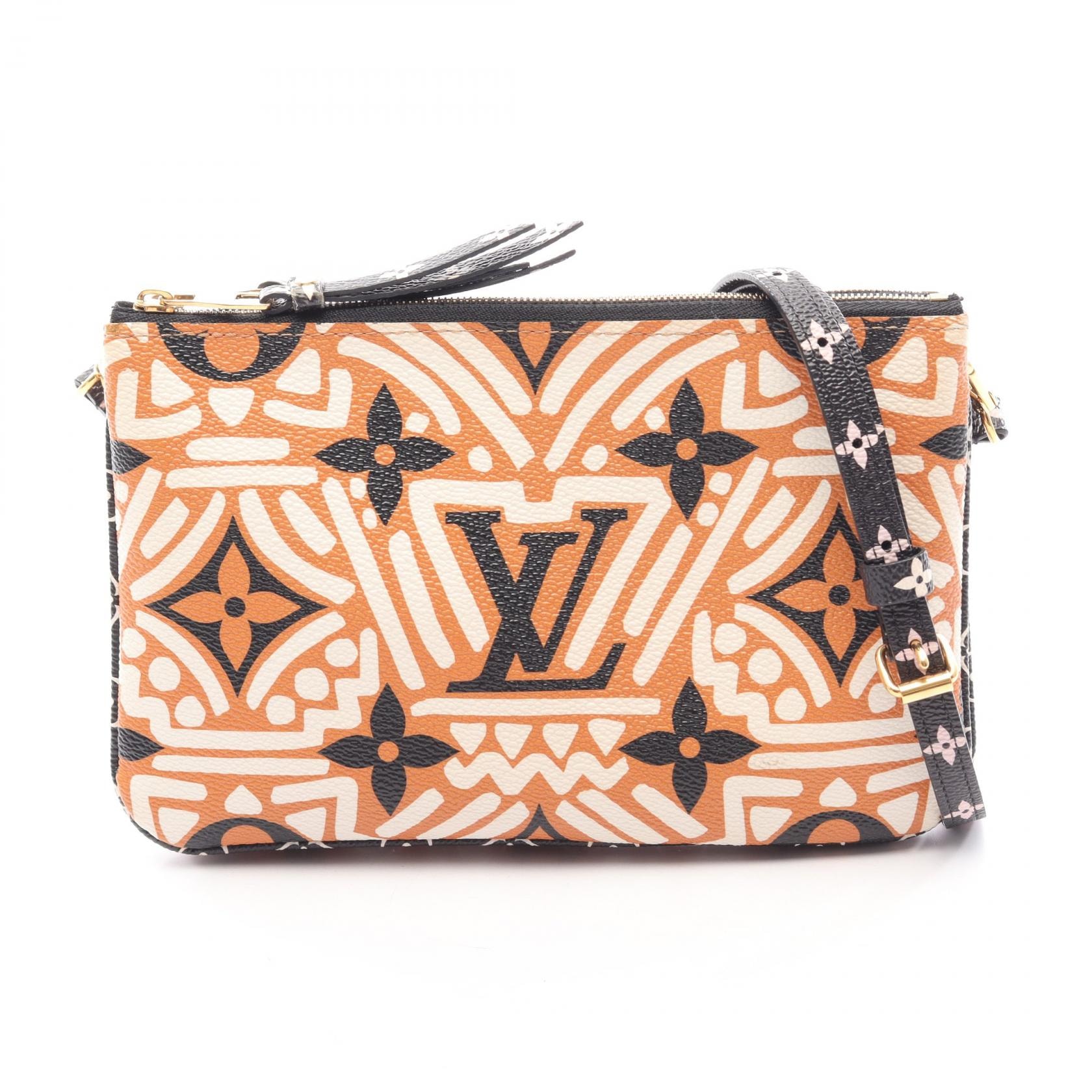 ルイ・ヴィトン LOUIS VUITTON ポシェット ドゥーブルジップ LVクラフティ ショルダーバッグ バッグ PVCコーティングキャンバス モノグラム・ジャイアント クレームカラメル レディース オレンジ系 / マルチカラー M69488 【中古】