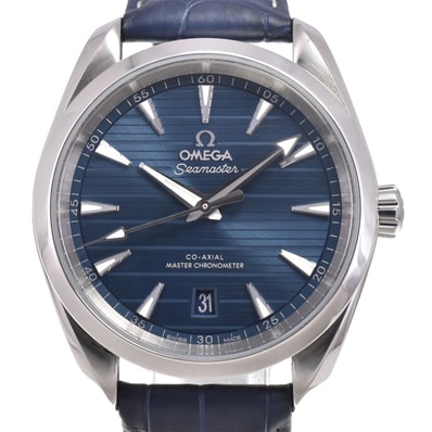 オメガ OMEGA 220.13.38.20.03.001 シーマスター アクアテラ ブルー 自動巻き メンズ 美品 箱・保証書付き 腕時計 G#147554