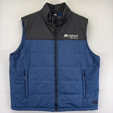 古着 ザ・ノースフェイス THE NORTH FACE ベスト 中綿 ツートンカラー 大きいサイズ ワンポイント フルジップ 2XL ネイビー系 メンズ