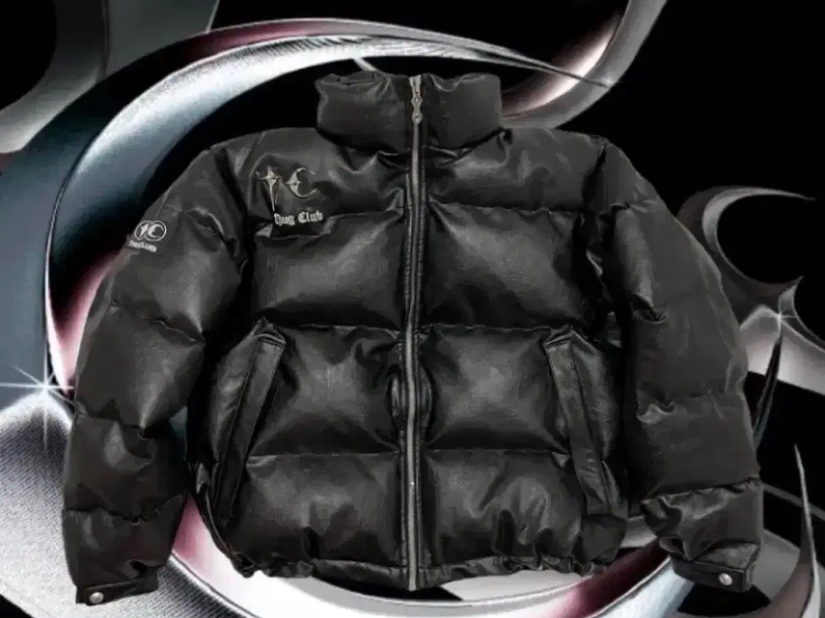 THUG CLUB TC Leather Puffer Jacket "BLACK"