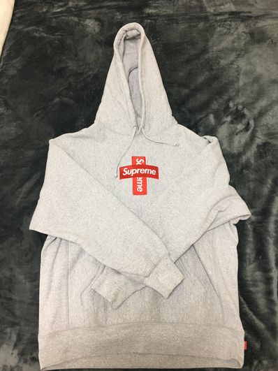 Supreme Cross Box Logo Hooded Sweatshirt "Grey"