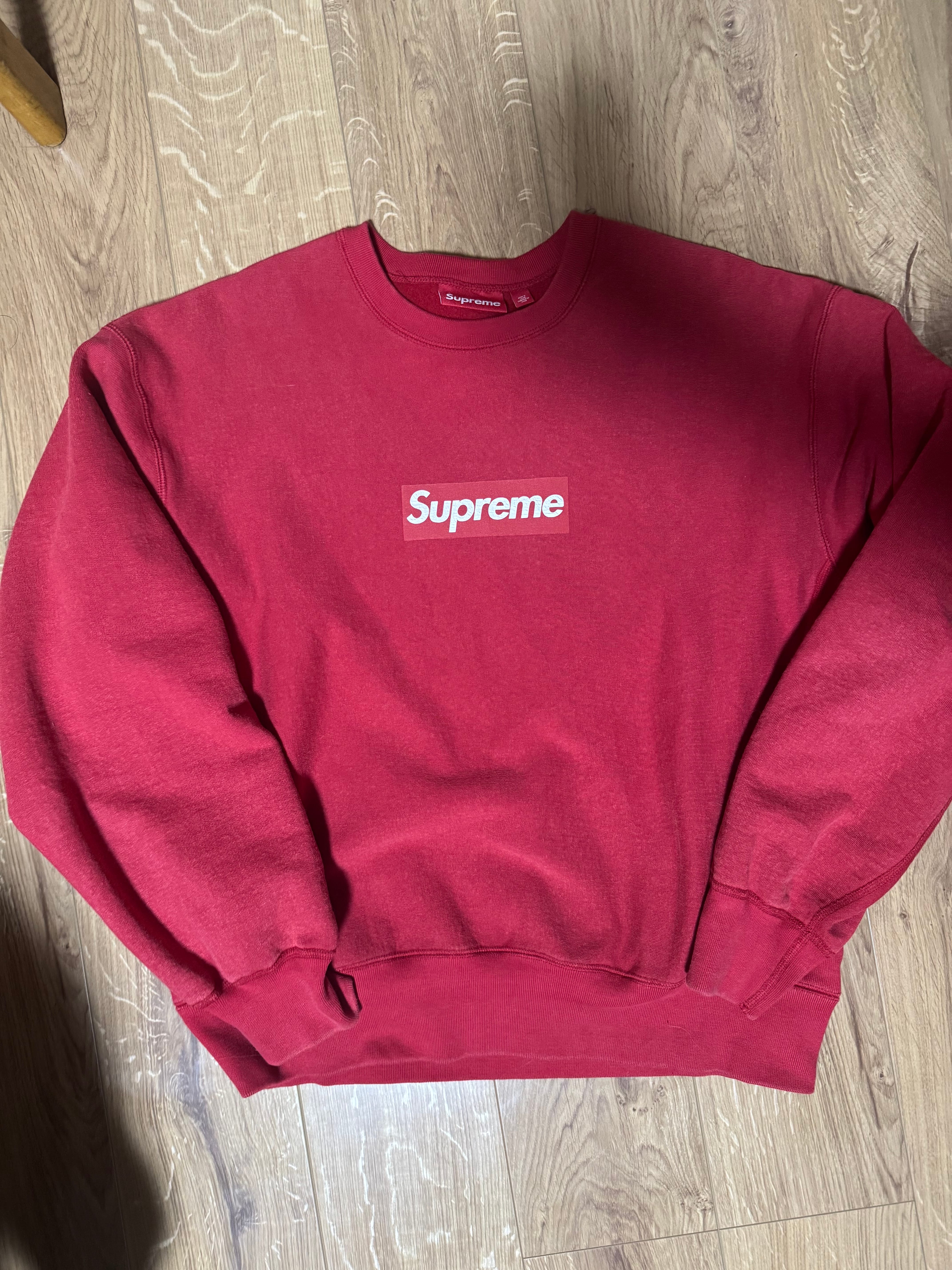 Supreme Washed Box Logo Crewneck "Red"