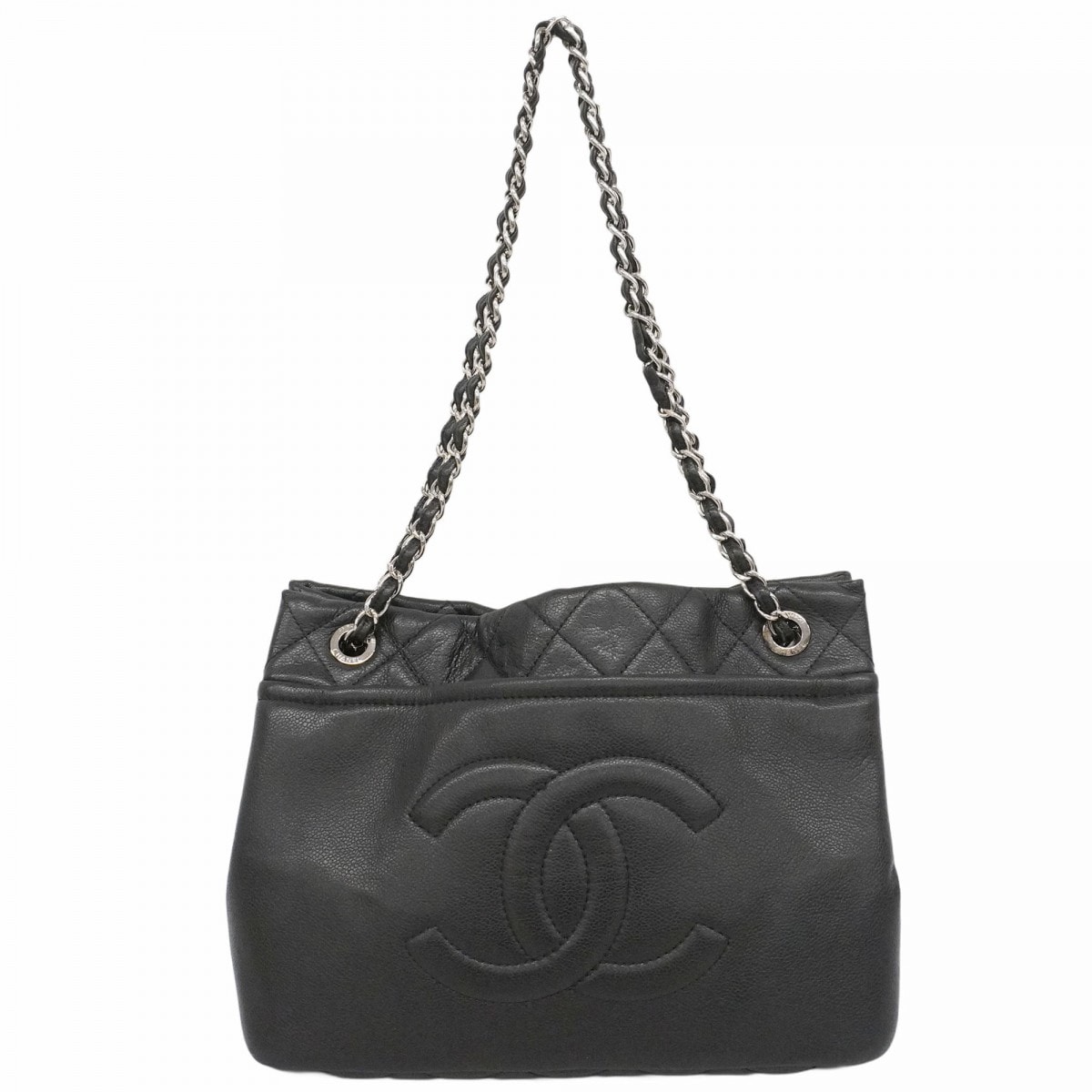 【6dd5200-k】シャネル ショルダーバッグ マトラッセ チェーンショルダー キャビアスキン ブラック シルバー金具【中古】レディース