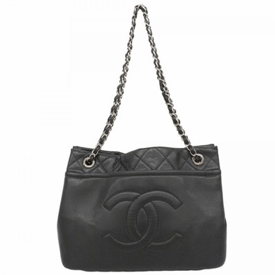 【6dd5200-k】シャネル ショルダーバッグ マトラッセ チェーンショルダー キャビアスキン ブラック シルバー金具【中古】レディース