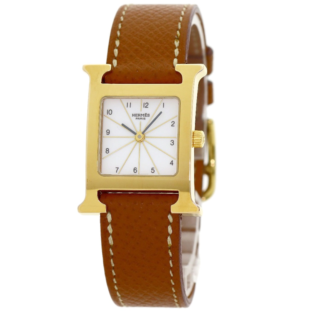 HERMES エルメス HH1.201 Hウォッチ 腕時計 GP 革 レディース [中古]