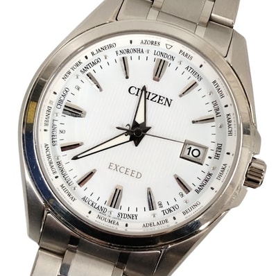 CITIZEN シチズン H145-T018491 EXCEE エクシード デイト 白文字盤 エコドライブ 腕時計 正規品 / C276