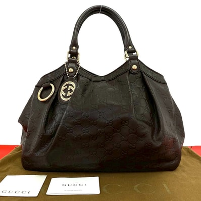 GUCCI グッチ スーキー シマ レザー ハンドバッグ ブラウン
28947