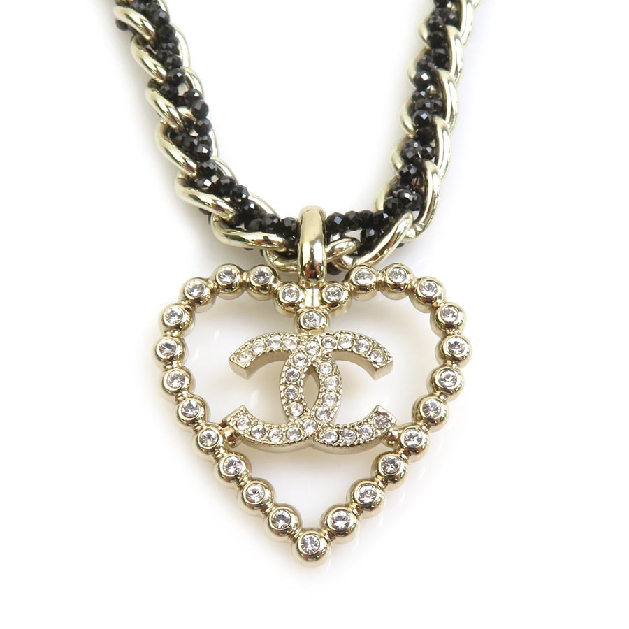 シャネル CHANEL ネックレス メタル/ラインストーン ゴールド/ブラック レディース【中古】 h32533d