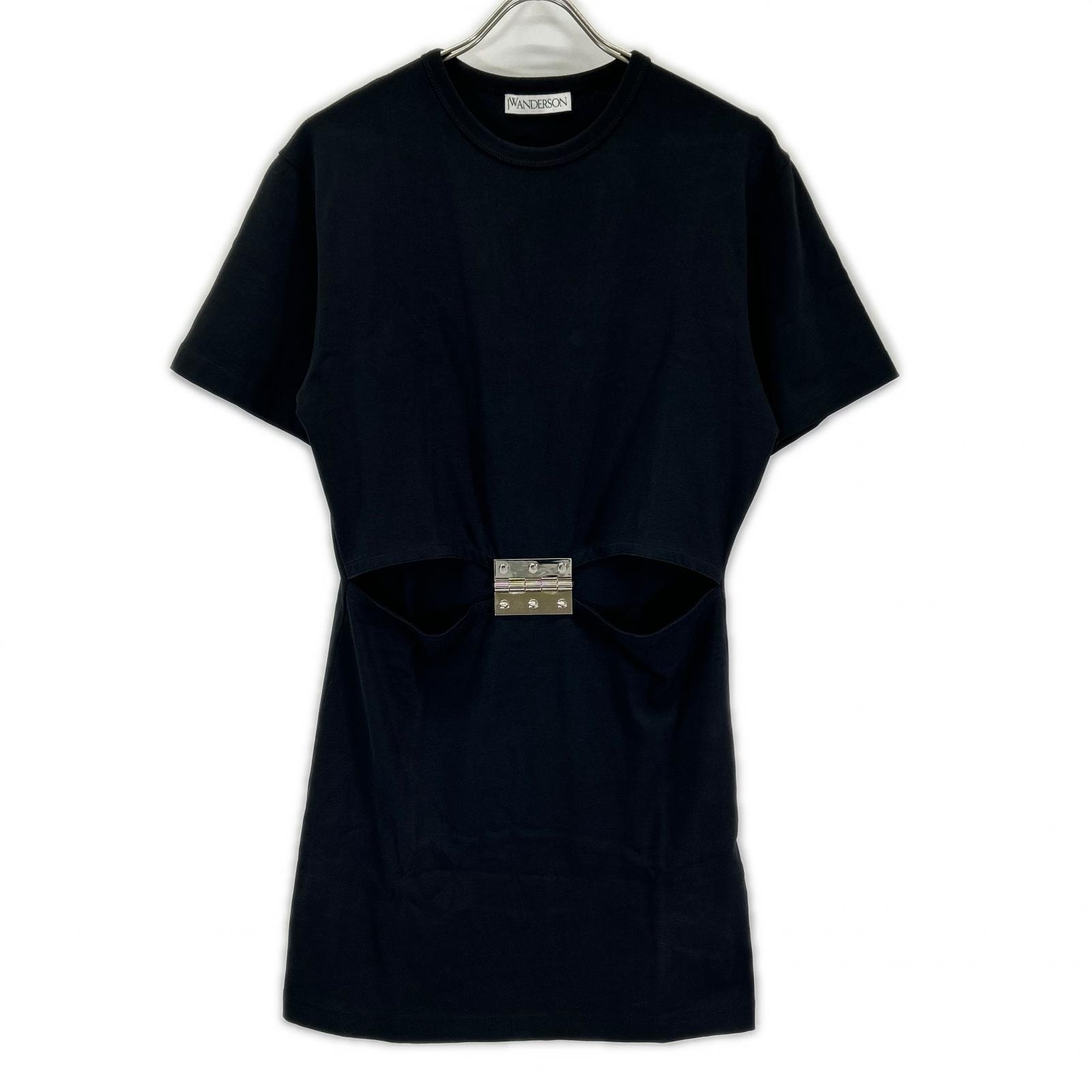 ジェイ ダブリュー アンダーソン JD0026PG0975999 ブラック コットン カットアウト Hinge Midi T-shirt Dress
