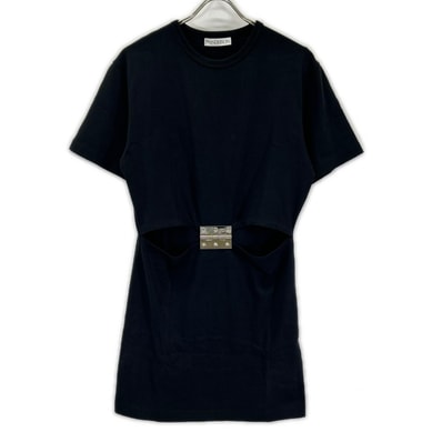 ジェイ ダブリュー アンダーソン JD0026PG0975999 ブラック コットン カットアウト Hinge Midi T-shirt Dress