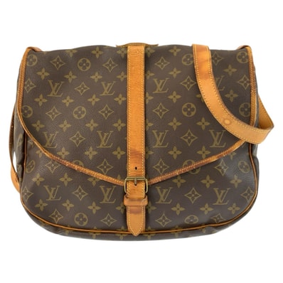 LOUIS VUITTON ルイヴィトン モノグラム ソミュール35 ブラウン ゴールド金具 PVC レザー/ ショルダーバッグ メッセンジャーバッグ 男女兼用 602766 【中古】