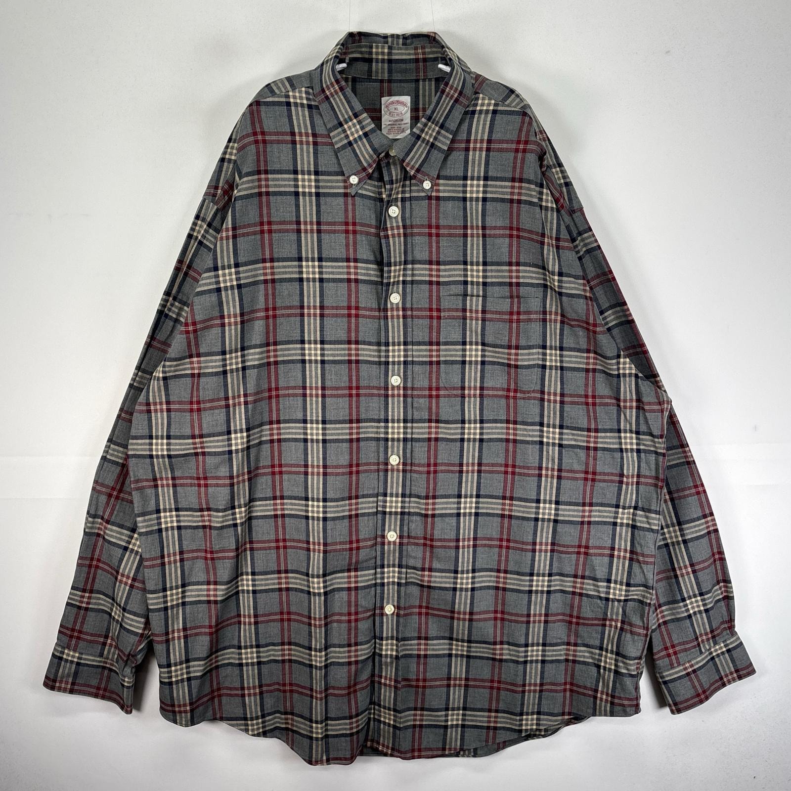 古着 ブルックスブラザーズ Brooks Brothers 長袖シャツ ボタンダウン 1818  グレー系 チェック メンズ