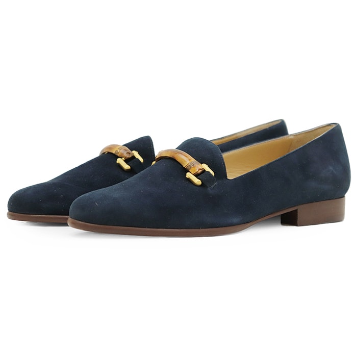 SALE【美品】GUCCI グッチ ローファー サイズ 36.5C レディース バンブービット スエード シューズ 革靴 ネイビー 紺 イタリア製