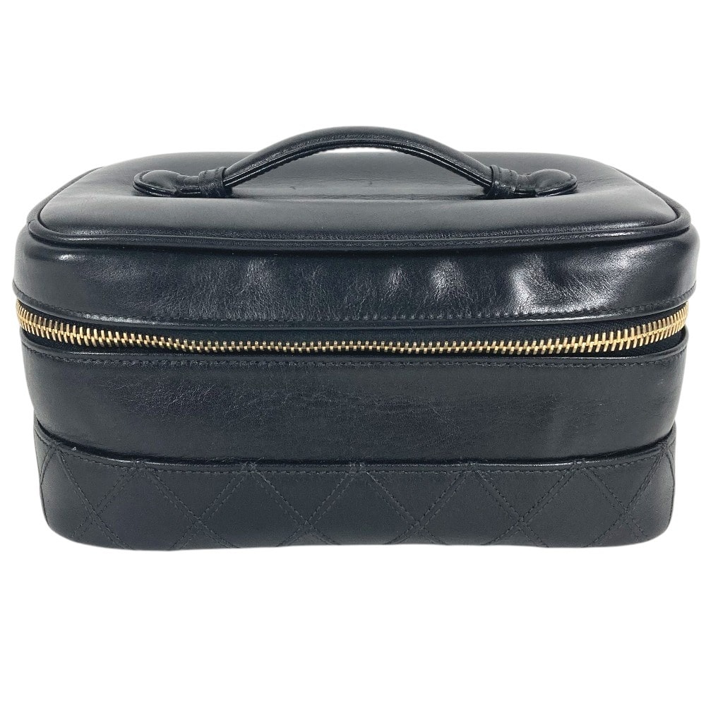 シャネル CHANEL ピコローレ バニティバッグ CC ココマーク ロゴ ヴィンテージ ボックス メイク 化粧 BOX ハンドバッグ レザー ブラック