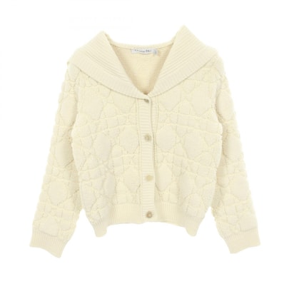 ディオール Dior カナージュ カーディガン 衣料品 トップス ウール カシミヤ ナイロン レディース アイボリー系 【中古】