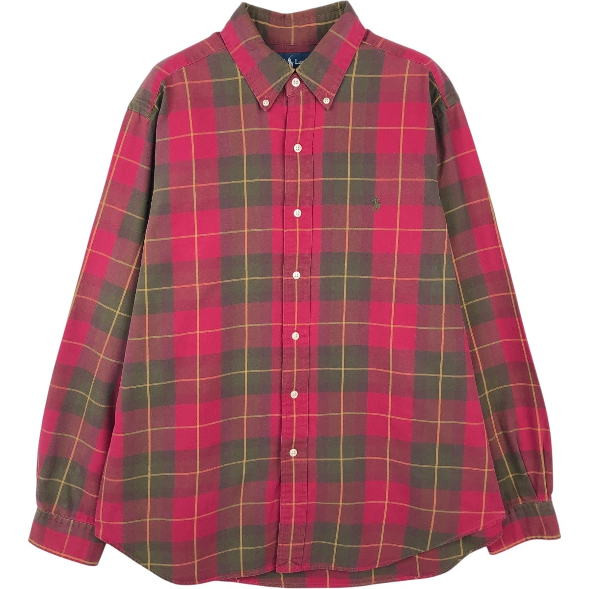 古着 ラルフローレン Ralph Lauren CLASSIC FIT クラシックフィット 長袖 ボタンダウンチェックシャツ メンズL相当/eaa661325