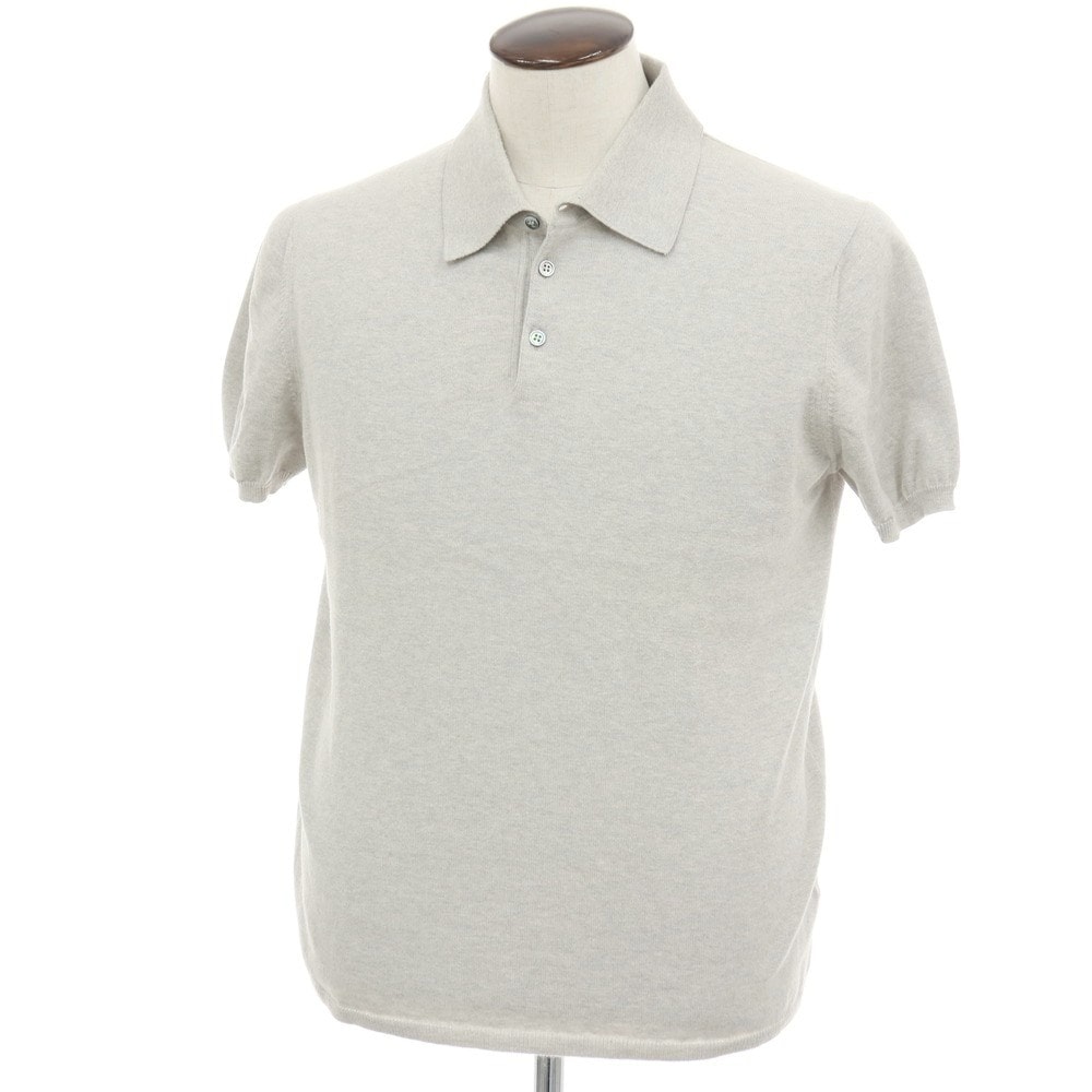 【中古】クルチアーニ CRUCIANI コットン 半袖 ポロニット ライトグレー【サイズ52】【メンズ】