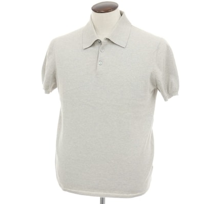 【中古】クルチアーニ CRUCIANI コットン 半袖 ポロニット ライトグレー【サイズ52】【メンズ】