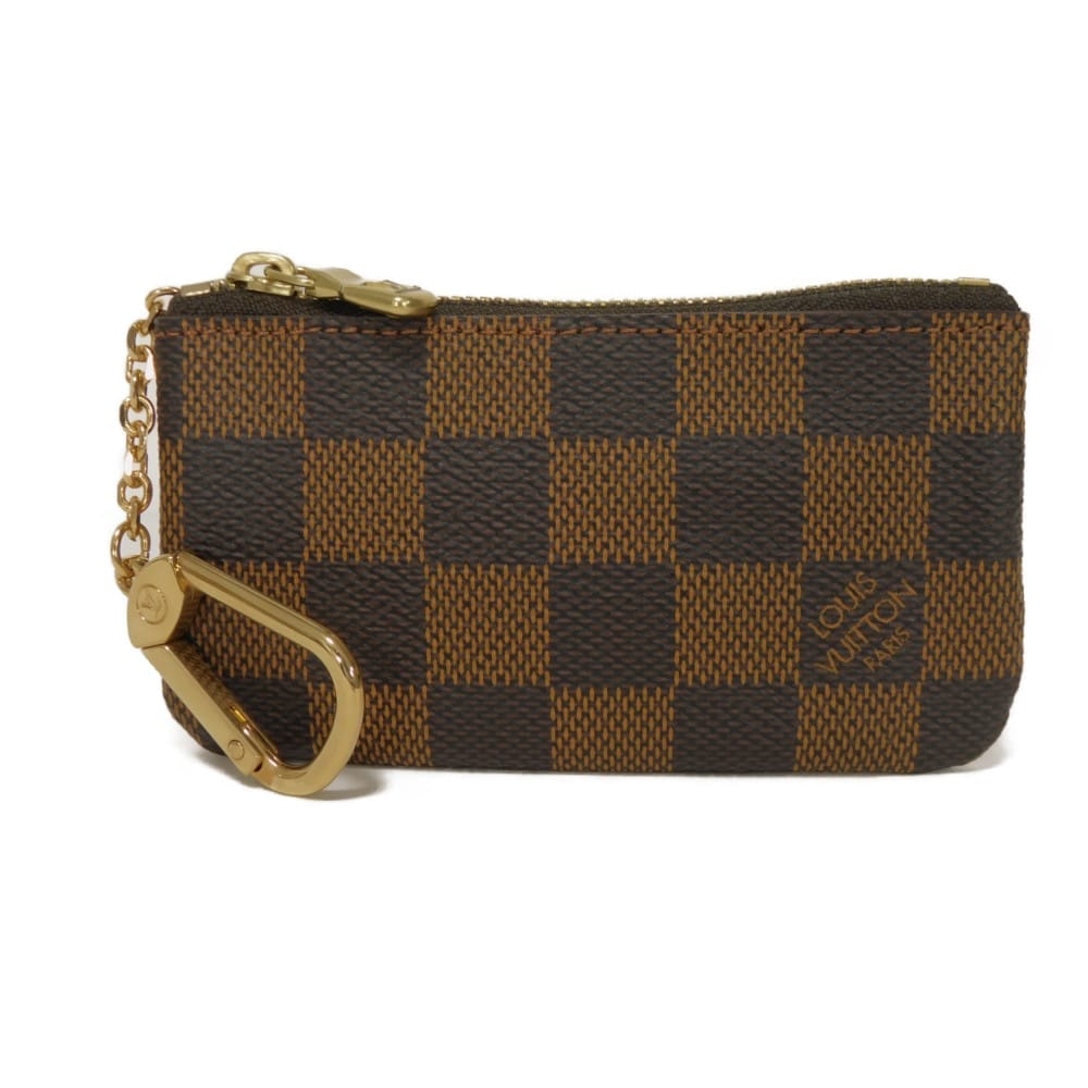 LOUIS VUITTON ルイ・ヴィトン ポシェット クレ ロゴ グレイン ブラウン 市松模様 小銭入れ キーリング 美品 ダミエ エベヌ コインケース N62658