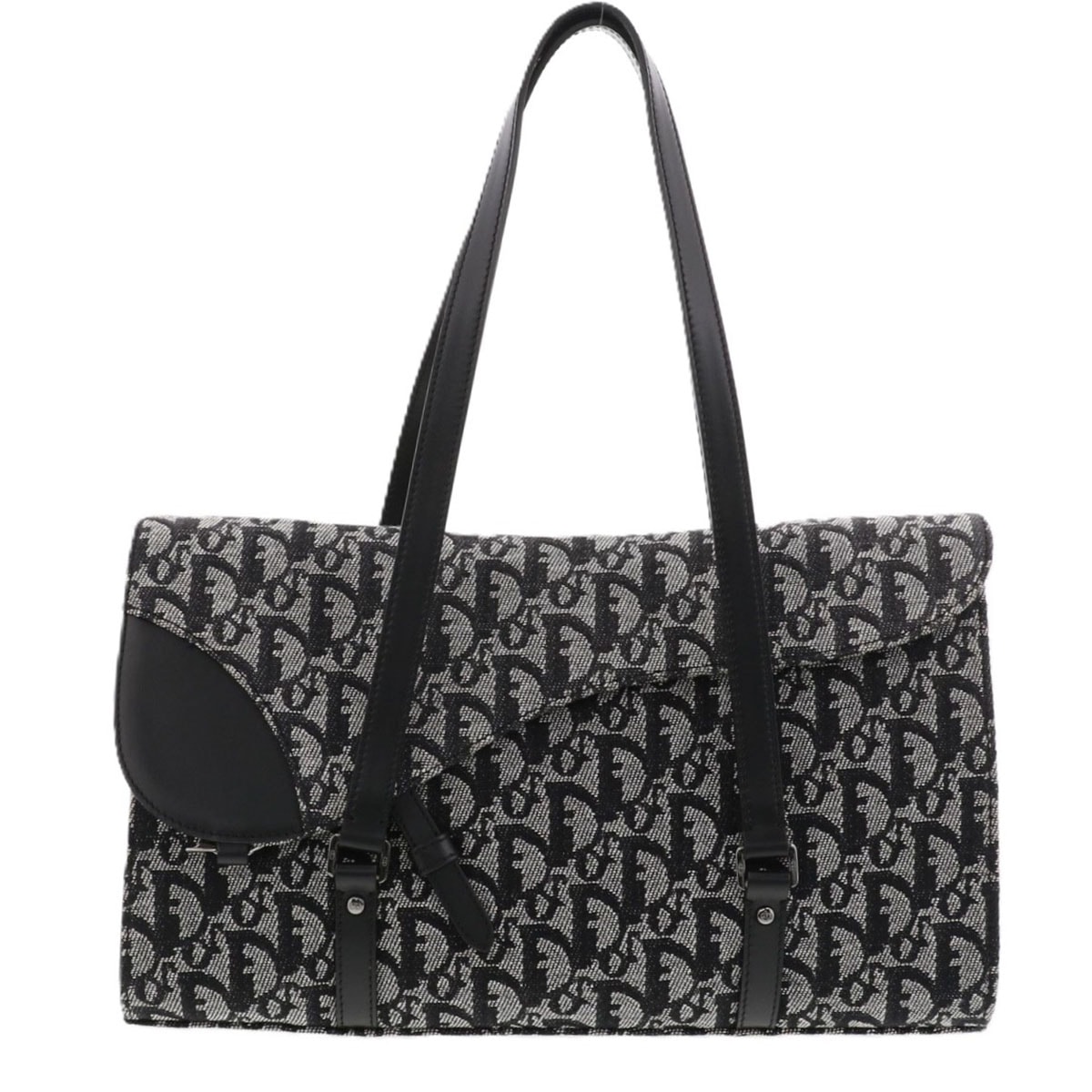 【値下げ】Christian Dior クリスチャンディオール トロッター サドル トートバッグ トートバッグ キャンバス ブラック  レディース【中古】