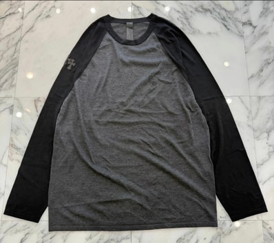 【新品未使用・2026SS最新作】クロムハーツ Y NOT トリプルクロスパッチ ラグラン ロンT 黒×灰 M CHROME HEARTS 3Cross Patch CH Logo Embroidery Raglan L/S T-Shirt Black