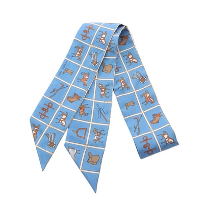 エルメス HERMES ツイリー Couvertures Nouvelles スカーフ 衣料品 シルク シルク レディース ブルー系 / マルチカラー 【中古】