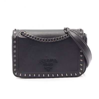 プラダ PRADA GLACE'CALF ショルダーバッグ バッグ レザー レディース ブラック系 1BD147 【中古】
