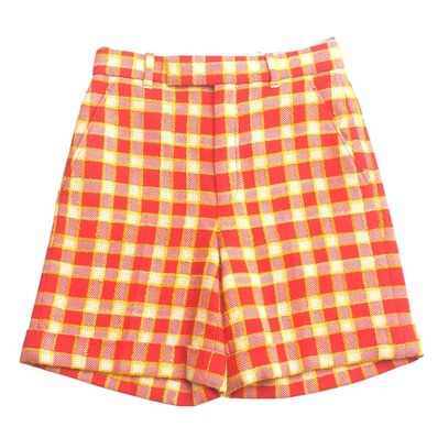 ■美品■GUCCI グッチ ショートパンツ サイズ36 ツイード チェック ミケーレ期 イタリア製 ブランド古着【中古】20250519/RA4772