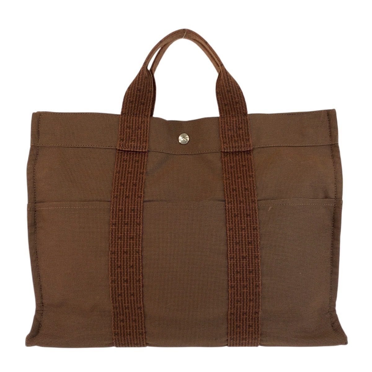 HERMES エルメス エールライン ブラウン シルバー金具 ポリアミド トートバッグ ハンドバッグ 602082 【中古】