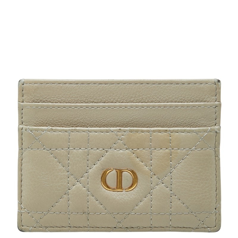 ディオール カロ フリージア カードケース S5130UWHC ベージュ レザー レディース Dior 【中古】