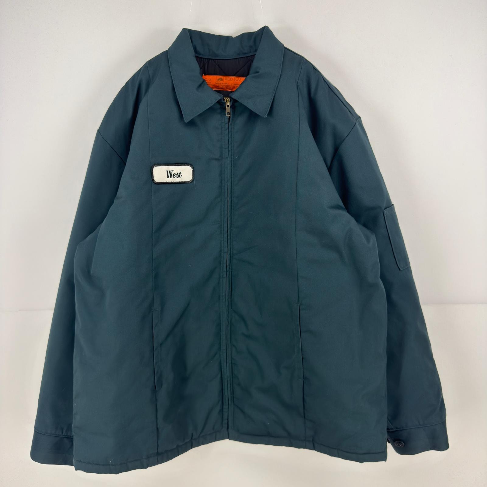 古着 レッドキャップ RED KAP ジャケット 中綿 フルジップ ワッペン ワークジャケット 大きいサイズ XL-LN  グリーン メンズ