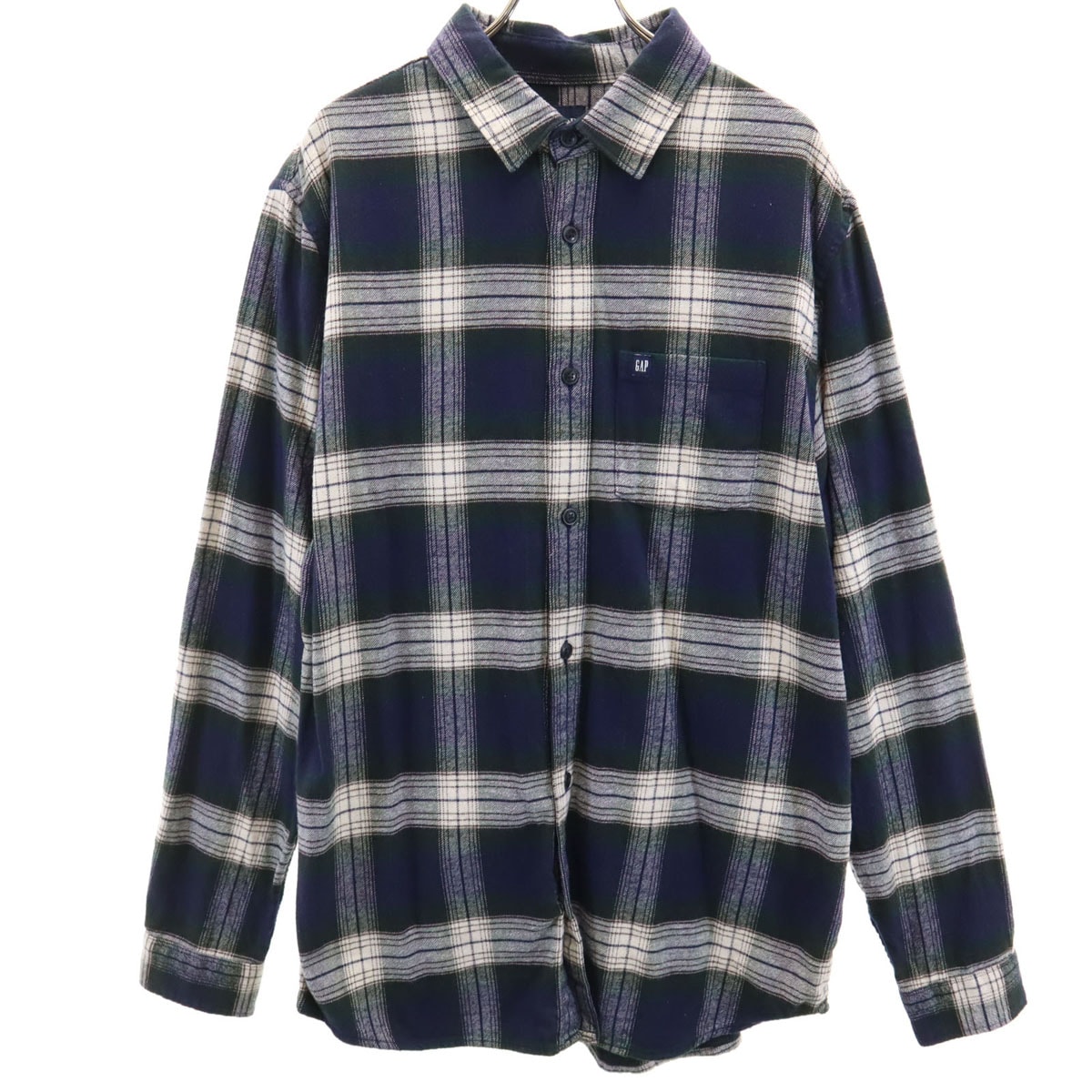 GAP ギャップ チェック柄 長袖 チェックシャツ M ネイビー系