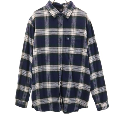 GAP ギャップ チェック柄 長袖 チェックシャツ M ネイビー系