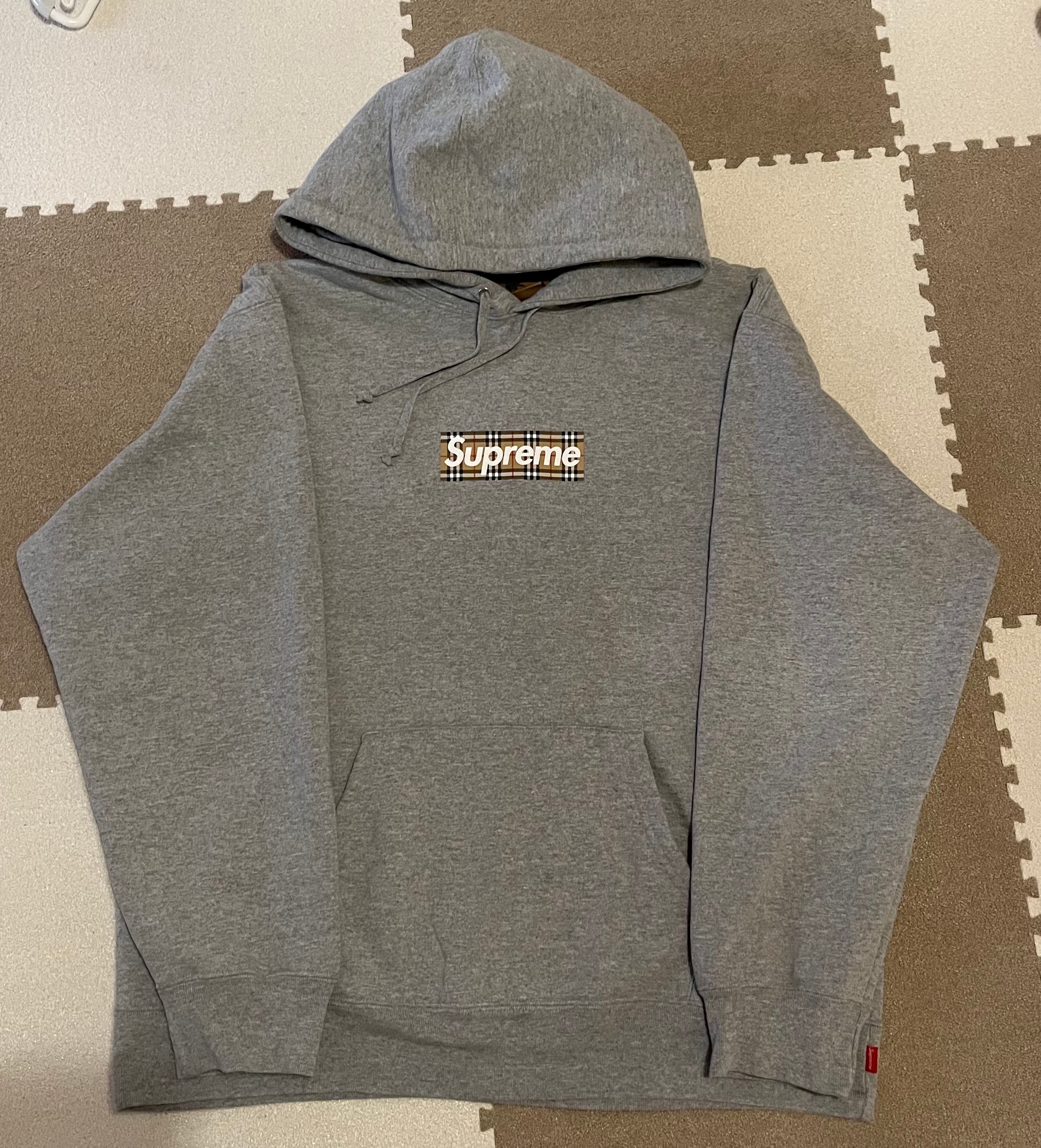 Supreme / Burberry Box Logo Hooded Sweatshirt "Heather Grey"
