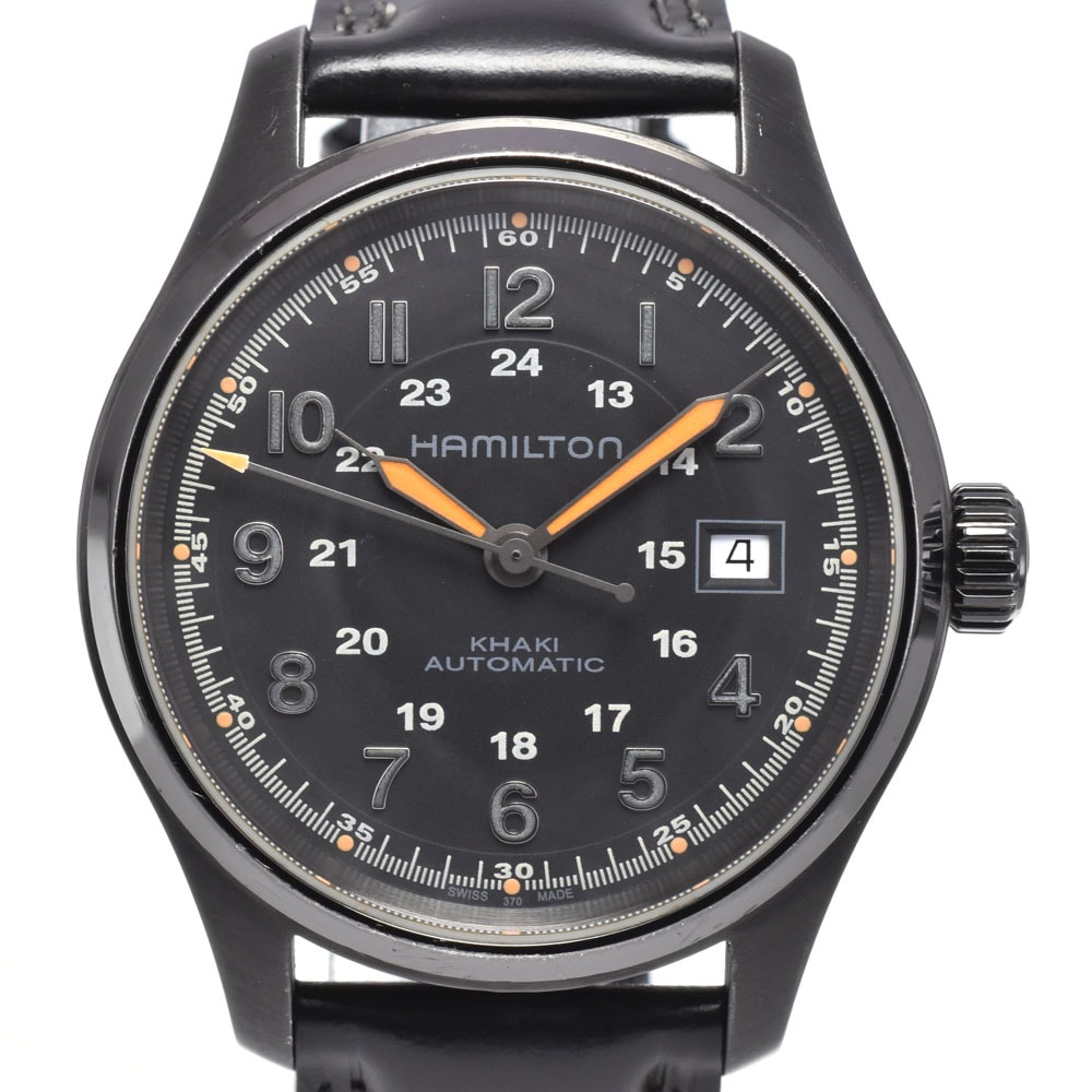 ハミルトン HAMILTON H705850 カーキ フィールド 裏スケ ブラック 自動巻き メンズ 腕時計 E#147030