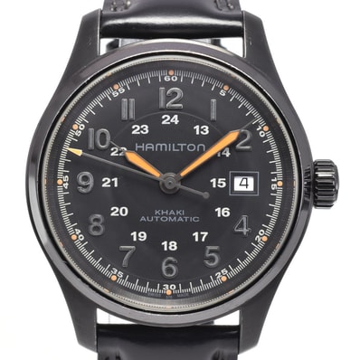 ハミルトン HAMILTON H705850 カーキ フィールド 裏スケ ブラック 自動巻き メンズ 腕時計 E#147030